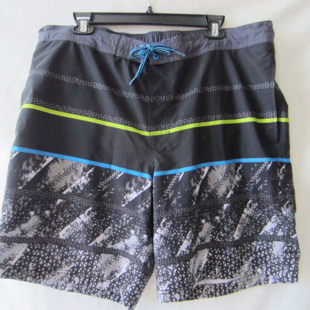 George Men's XL (40-42) Swim Trunks Elastic/Draw String Waist Inseam 8.5"